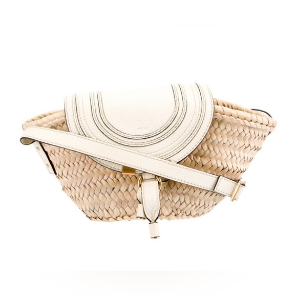 Chloe Marcie Small Basket Bag Raffia and Leather - Neutrals - Picture 12 of 16